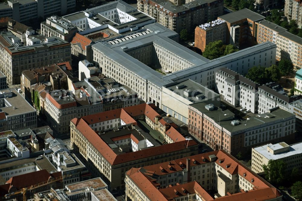 Aerial image Berlin - Site of the substation for voltage conversion and electrical power supply Jaegerstrasse - Mauerstrasse destrict Mitte in Berlin