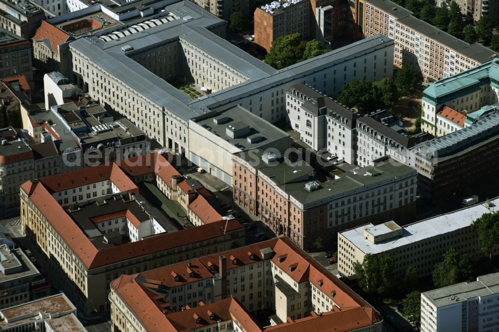 Aerial photograph Berlin - Site of the substation for voltage conversion and electrical power supply Jaegerstrasse - Mauerstrasse destrict Mitte in Berlin