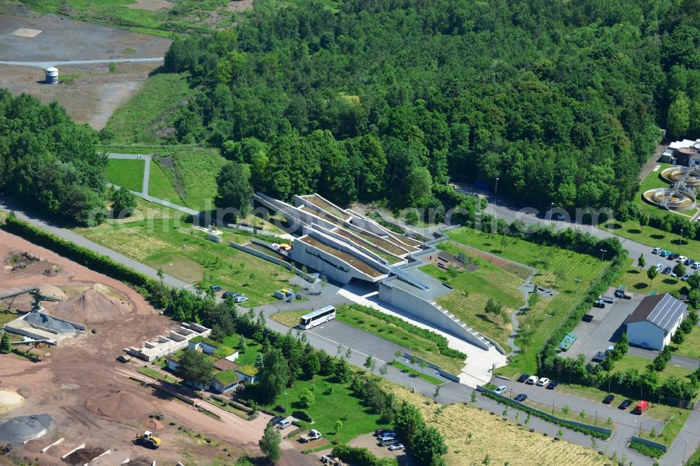 Messel from above - Grounds of the UNESCO World Heritage Messel with the newly built visitor and information center designed by Landau + kindelbacher architects - interior designers in the state of Hesse