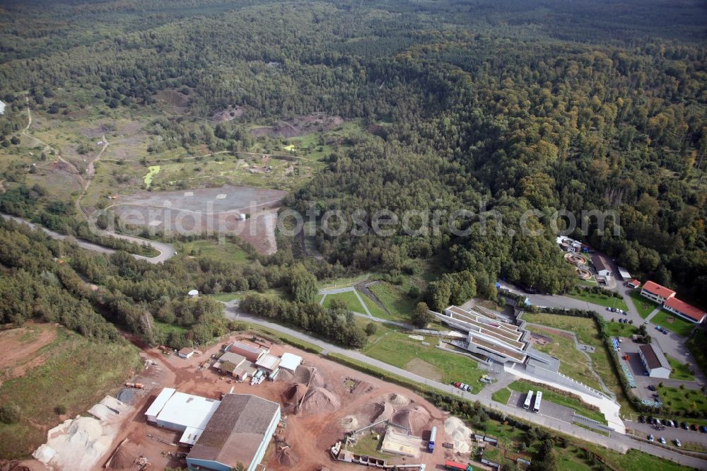 Messel from above - Grounds of the UNESCO World Heritage Messel with the newly built visitor and information center designed by Landau + kindelbacher architects - interior designers in the state of Hesse