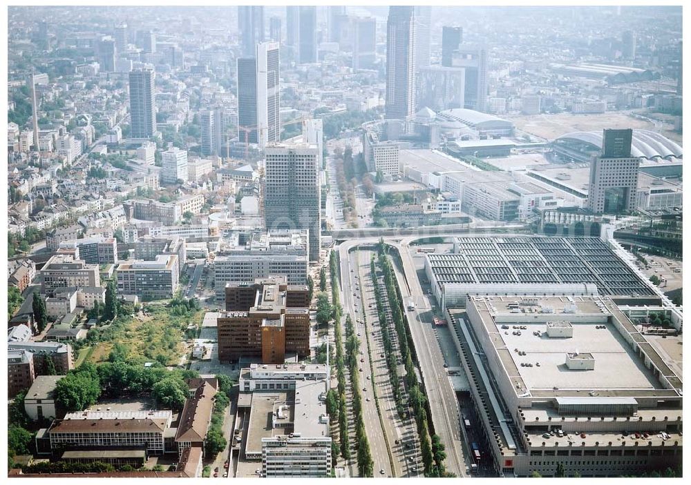 Aerial image Frankfurt am Main - Gelände der Union-Druckerei an der Theodor-Heuss-Allee 90-98 in Frankfurt / Main.