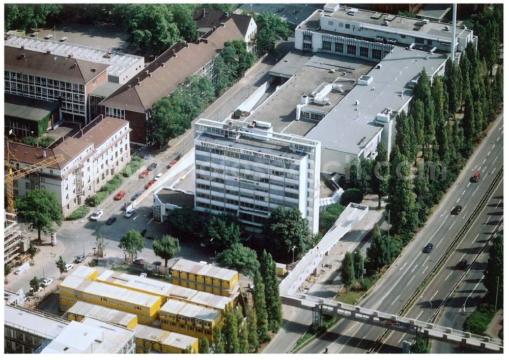 Aerial image Frankfurt am Main - Gelände der Union-Druckerei an der Theodor-Heuss-Allee 90-98 in Frankfurt / Main.