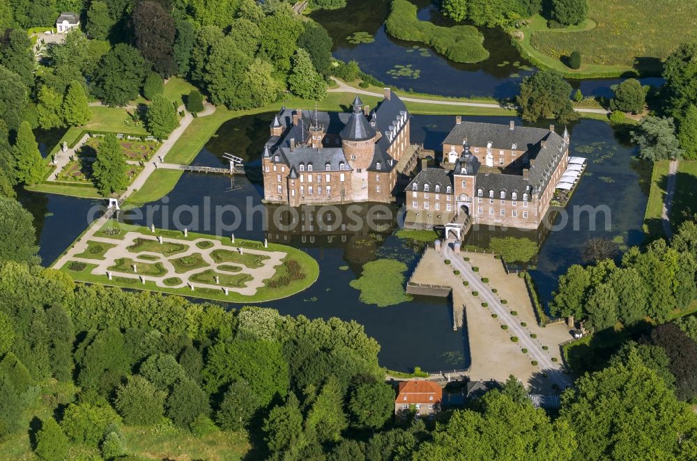 Isselburg from above - Grounds of the moated castle Anhalt near Isselburg in North Rhine-Westphalia