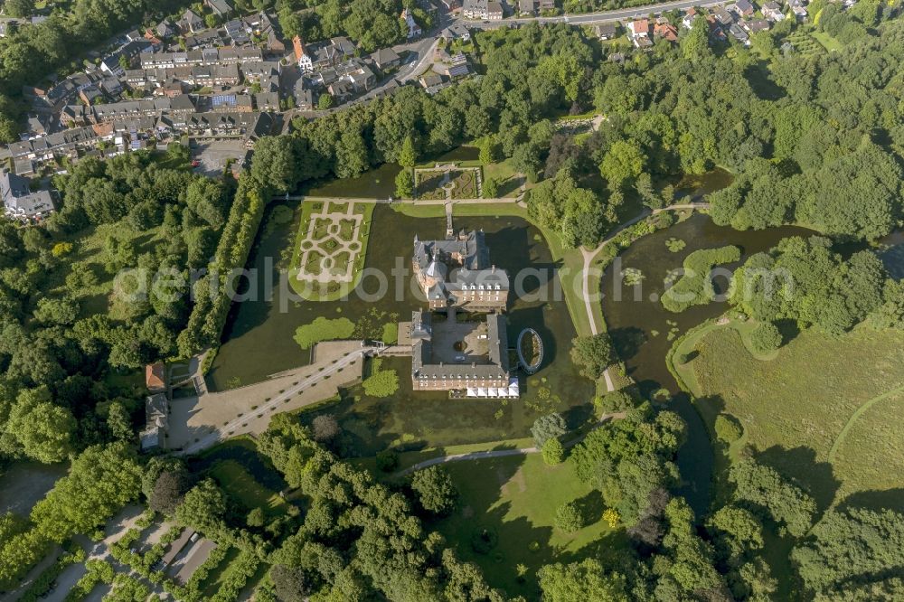 Isselburg from above - Grounds of the moated castle Anhalt near Isselburg in North Rhine-Westphalia