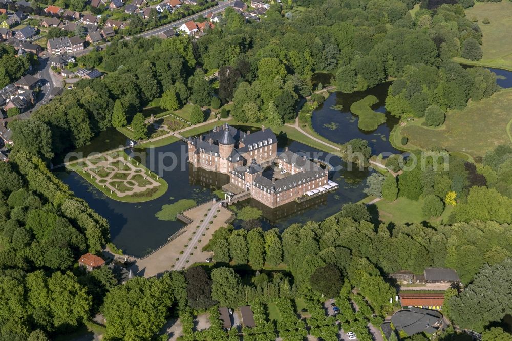 Isselburg from above - Grounds of the moated castle Anhalt near Isselburg in North Rhine-Westphalia