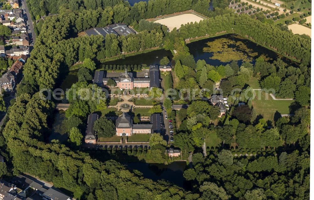 Mönchengladbach Wickrath from above - Grounds of the moated castle Schloss Wickrathberg in the same area of Mönchengladbach in North Rhine-Westphalia