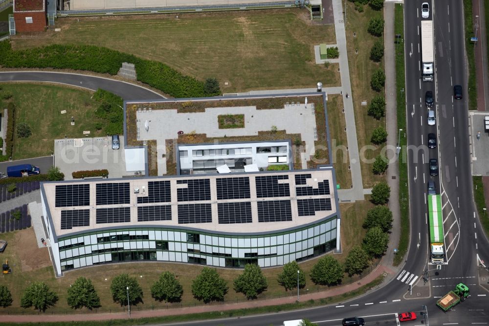 Mainz from the bird's eye view: View of the economy operating companies in Mainz in Rhineland-Palatinate, Mainz, operator of the sewer system and of the treatment plants