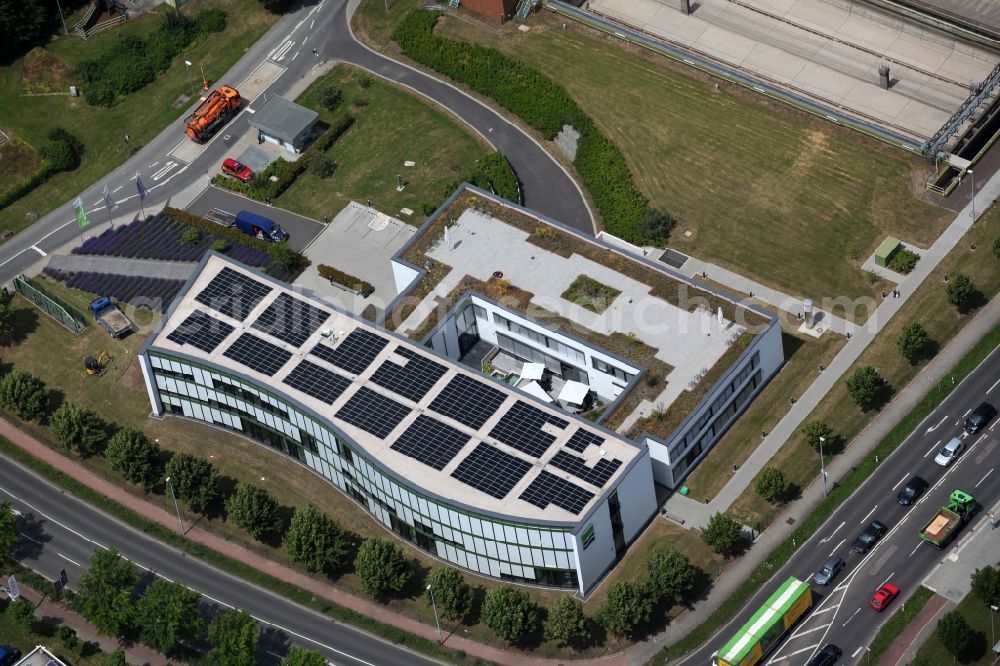 Aerial image Mainz - View of the economy operating companies in Mainz in Rhineland-Palatinate, Mainz, operator of the sewer system and of the treatment plants