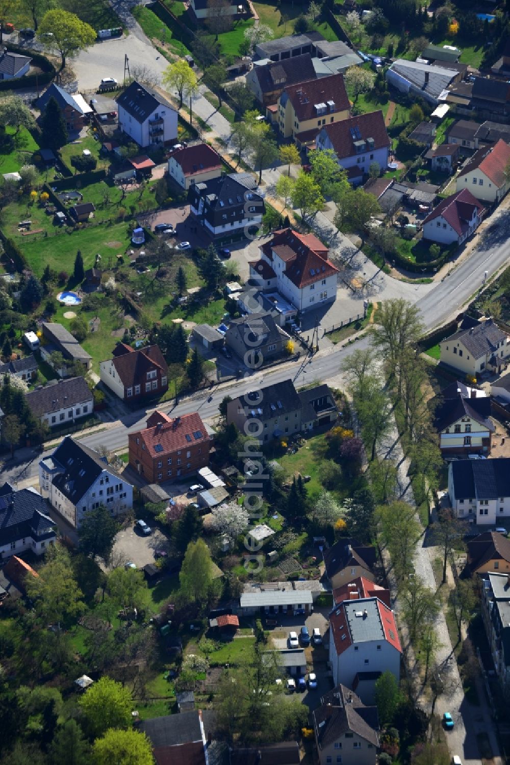 Falkensee from above - Grounds of the residential areas on the Falkenhagener street in Falkensee in Brandenburg