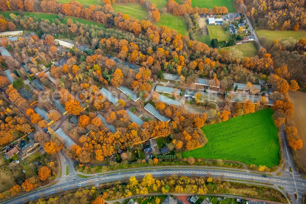 Dinslaken from above - Dwelling - Building Caritasverband Dinslaken , Arbeitslosenprojekt An der Fliehburg in the district Ruhr Metropolitan Area in Dinslaken in the state North Rhine-Westphalia