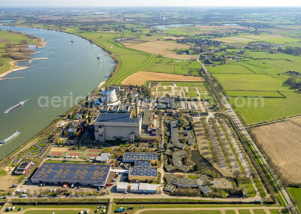 Kalkar from above - Site of Wunderland Kalkar on the former nuclear power plant - NPP - site Kalkar in North Rhine-Westphalia