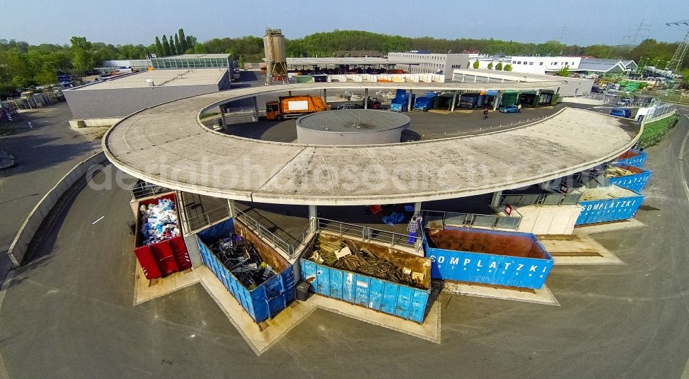 Aerial image Marl - Site of the ZBH Central depot Marl with recycling in urban yard Brassertstrasse in Marl in North Rhine-Westphalia