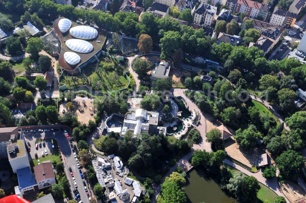 Frankfurt am Main from the bird's eye view: View of the grounds of the Frankfurt Zoo (Zoologischer Garten Frankfurt also called), it was opened in 1858 and the second oldest zoo in Germany