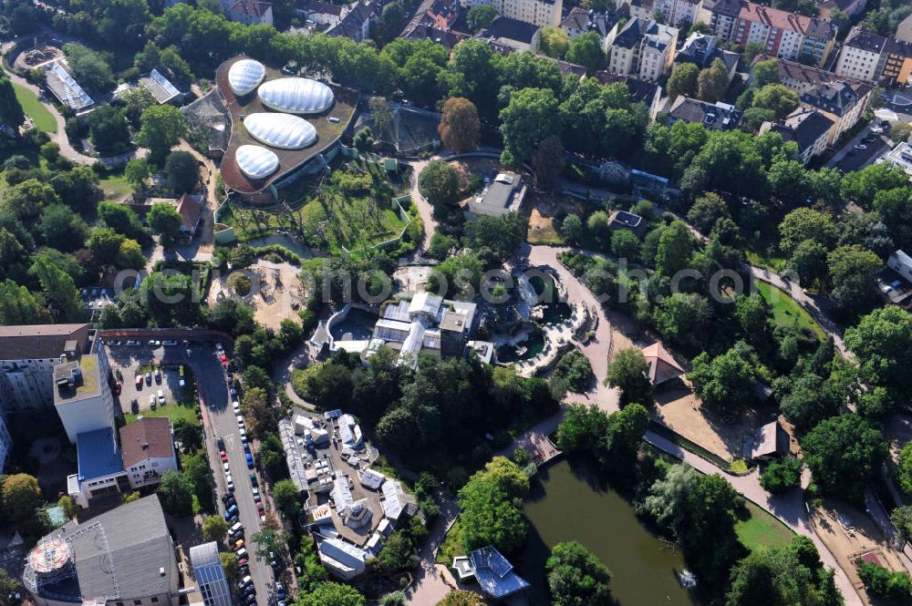 Aerial image Frankfurt am Main - View of the grounds of the Frankfurt Zoo (Zoologischer Garten Frankfurt also called), it was opened in 1858 and the second oldest zoo in Germany