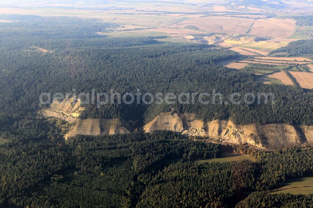 Aerial photograph Crawinkel - Incision site of the rock massif of Ohrdrufer plate at Crawinkel in Thuringia