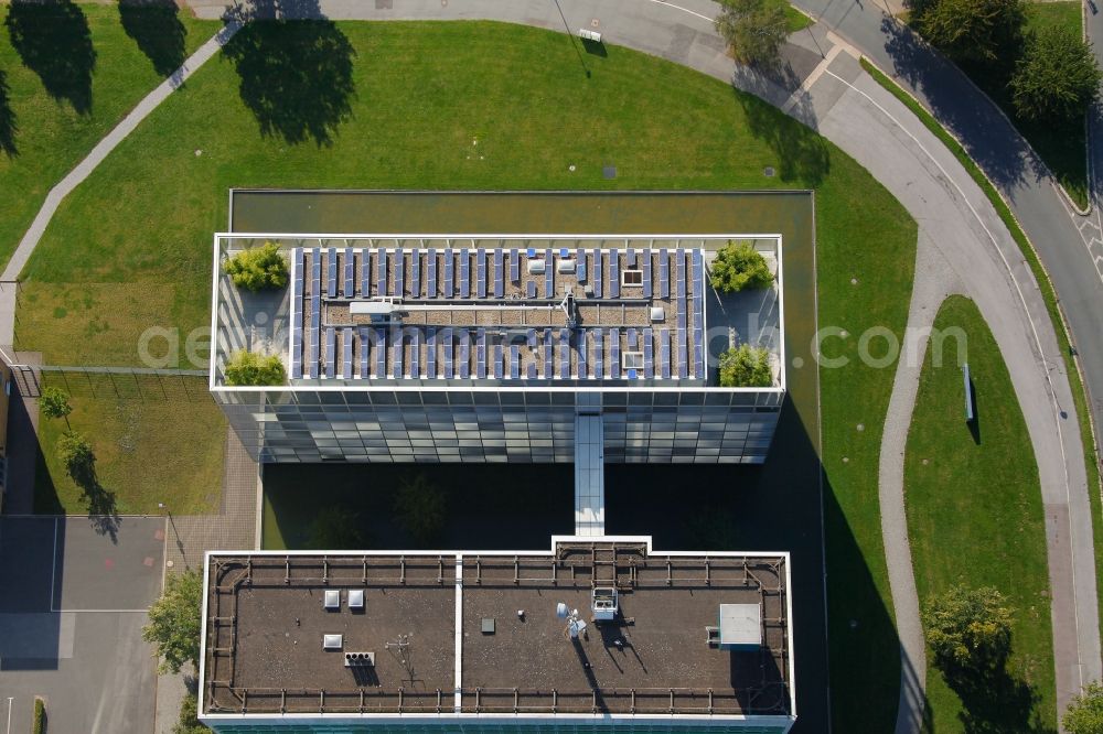 Gelsenkirchen from the bird's eye view: View of the main office of the Gelsenwasser AG in Gelsenkirchen in the state North Rhine-Westphalia