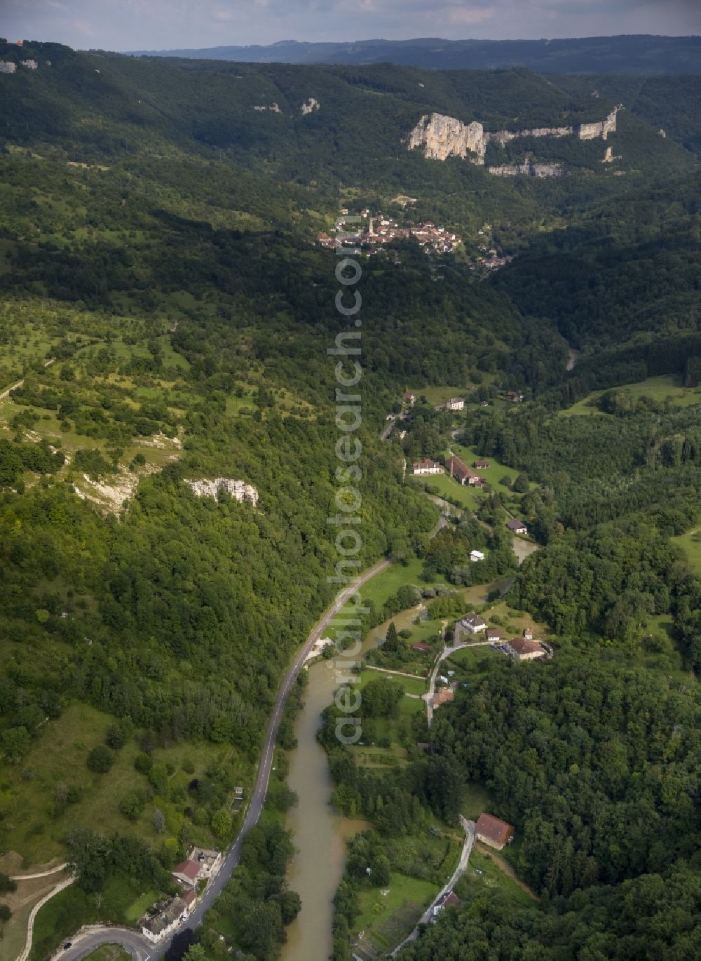 Mouthier-Haute-Pierre from the bird's eye view: View of the community Mouthier-Haute-Pierre in France