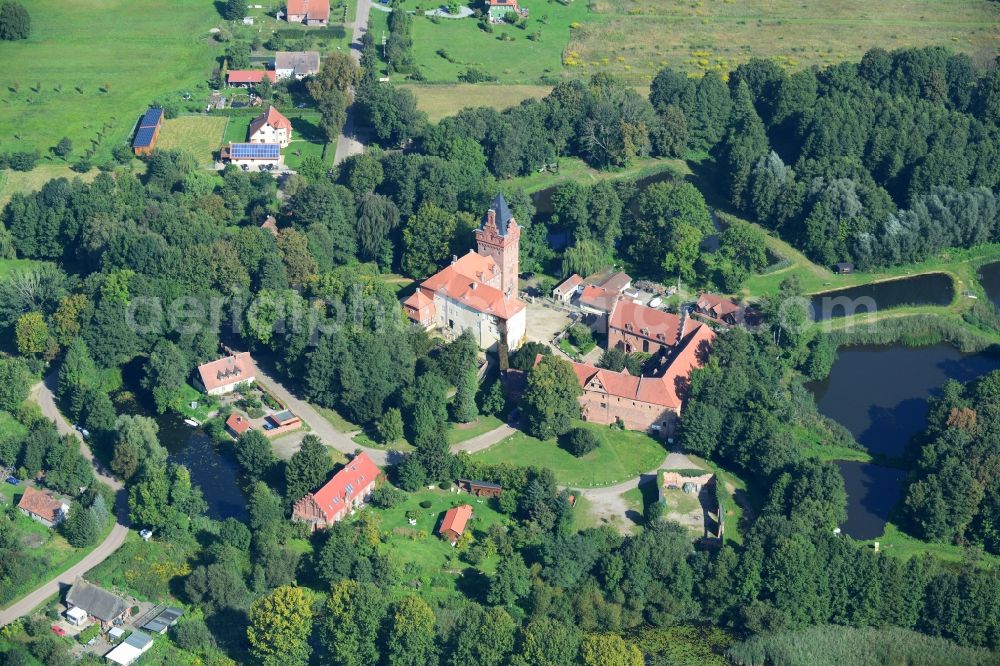 Plattenburg from the bird's eye view: Plate castle - a moated castle in the office free community plate castle district Prignitz in the northwest of Brandenburg