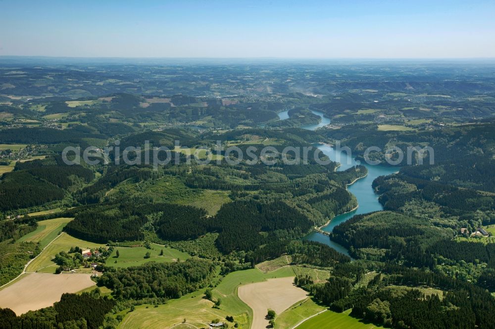 Aerial photograph Gummersbach - View of the Genkeltalsperre in Gummersbach in the state of North Rhine-Westphalia