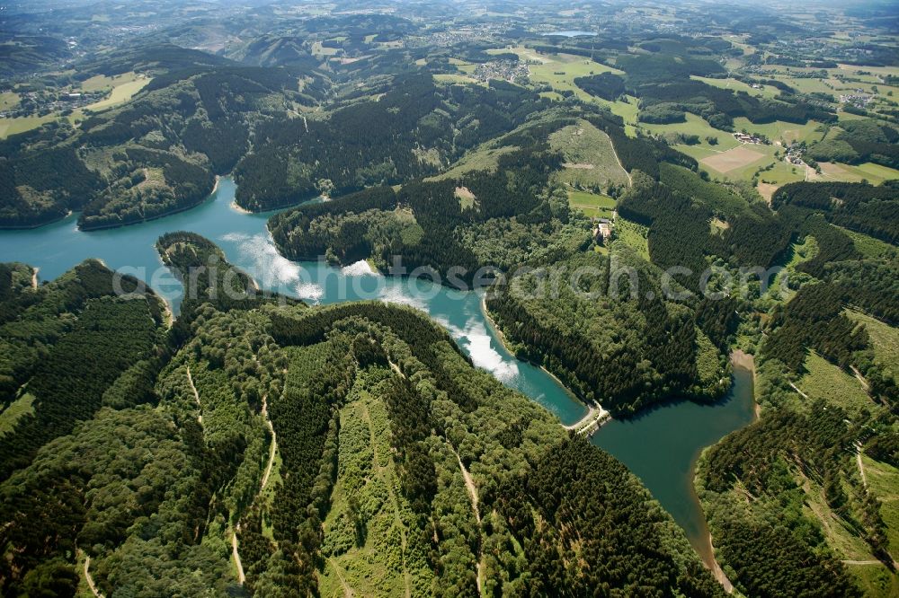 Aerial image Gummersbach - View of the Genkeltalsperre in Gummersbach in the state of North Rhine-Westphalia