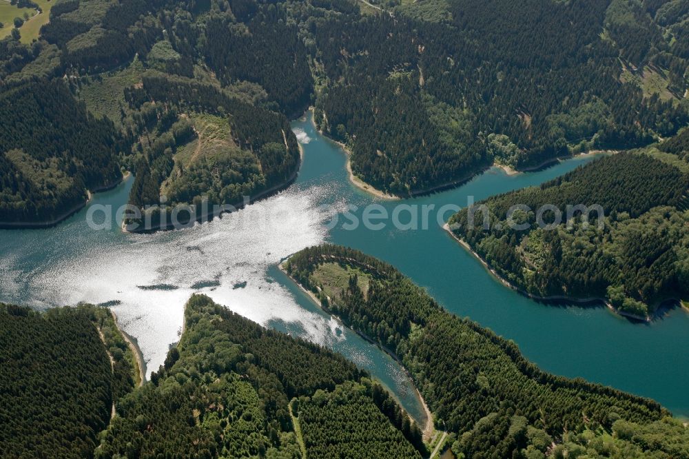 Aerial photograph Gummersbach - View of the Genkeltalsperre in Gummersbach in the state of North Rhine-Westphalia