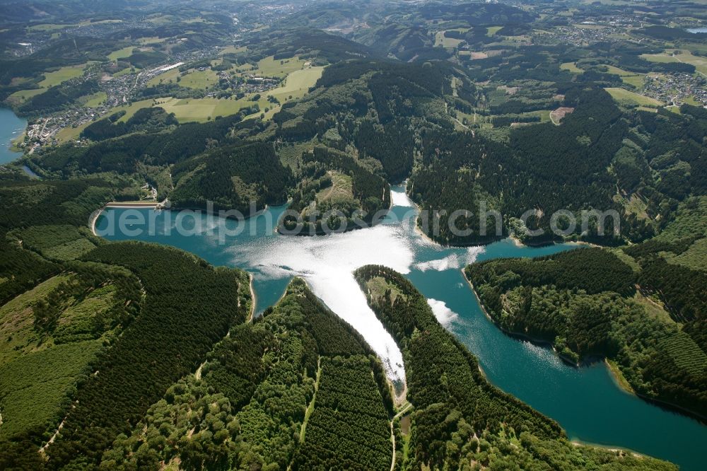 Gummersbach from the bird's eye view: View of the Genkeltalsperre in Gummersbach in the state of North Rhine-Westphalia