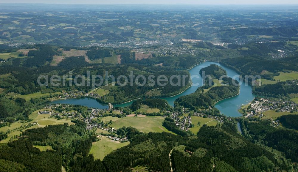 Aerial photograph Gummersbach - View of the Genkeltalsperre in Gummersbach in the state of North Rhine-Westphalia