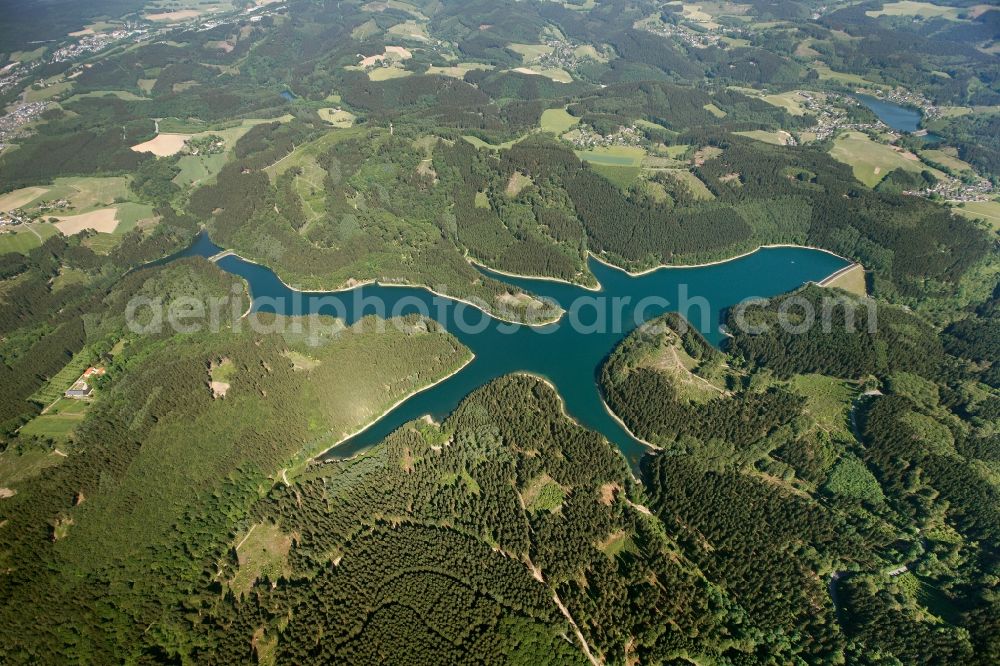 Gummersbach from the bird's eye view: View of the Genkeltalsperre in Gummersbach in the state of North Rhine-Westphalia