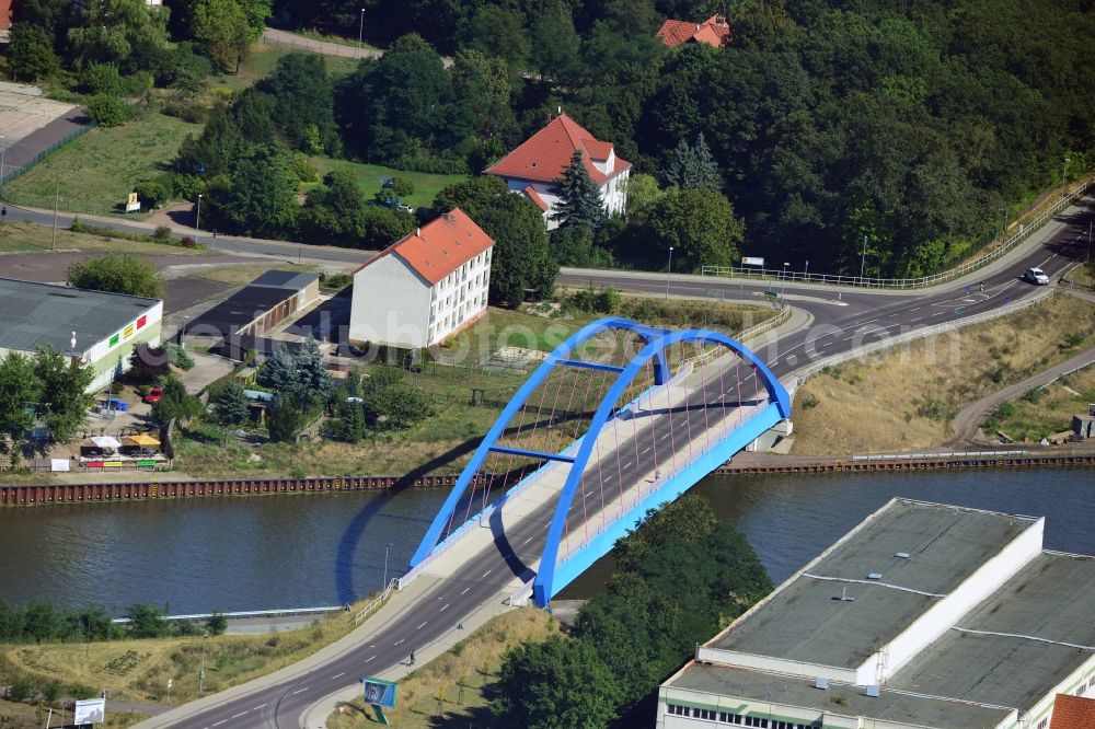 Genthin from the bird's eye view: over the Elbe-Havel-Canel in the state Saxony-Anhalt