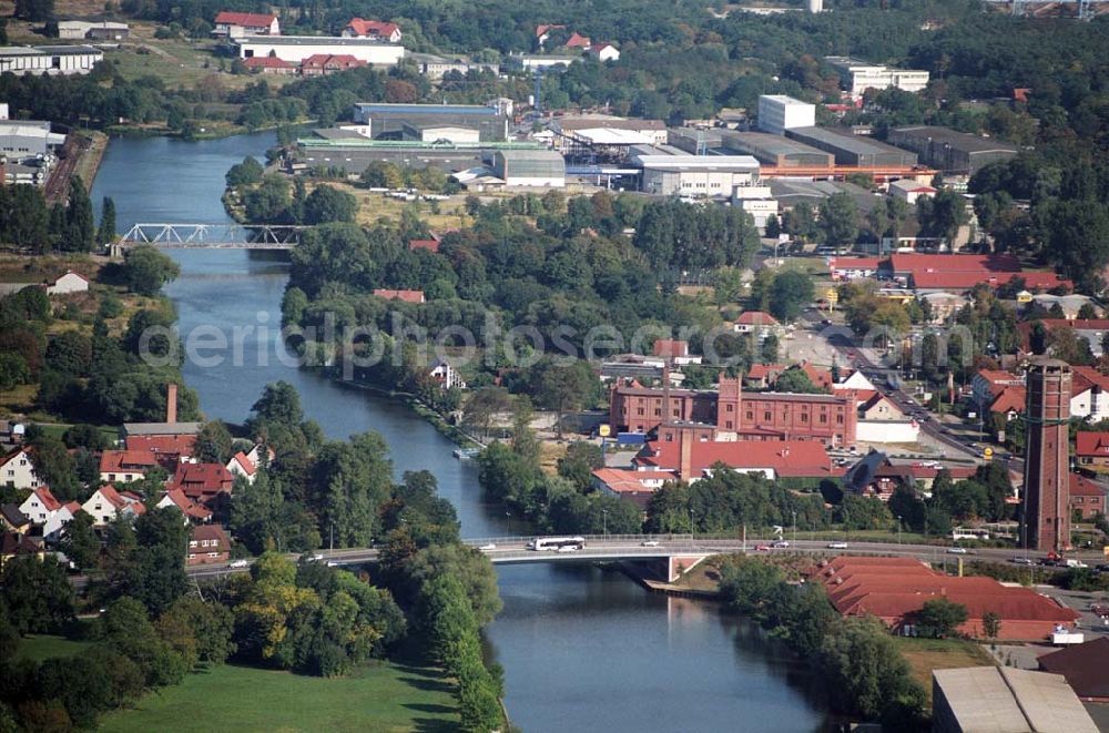 Genthin from above - Blick auf die Genthiner Brücke am Elbe-Havel-Kanal