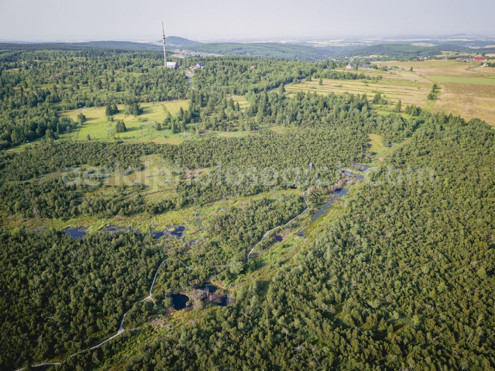 Aerial image Altenberg - The Georgenfelder Hochmoor is a raised bog in the Ore Mountains not far from Zinnwald-Georgenfeld in Altenberg in the state of Saxony, Germany