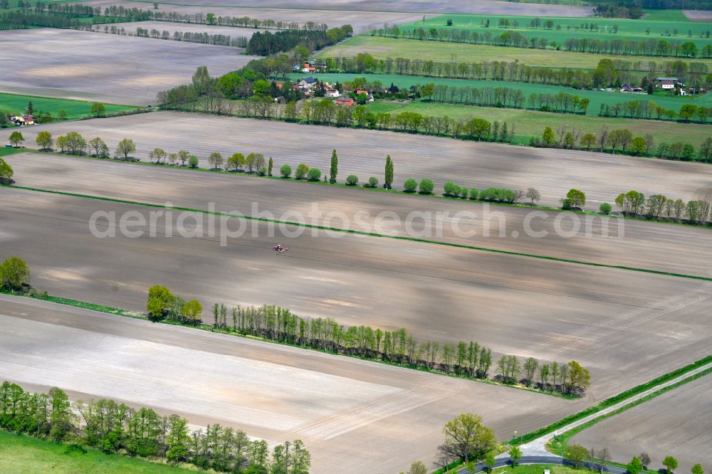 Aerial image Hohenbruch - Plowed field in Hohenbruch in the state Brandenburg, Germany