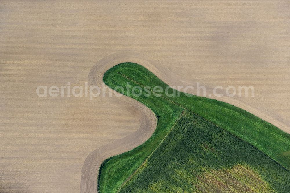 Aerial photograph Klein Kordshagen - Plowed field in Klein Kordshagen in the state Mecklenburg - Western Pomerania, Germany