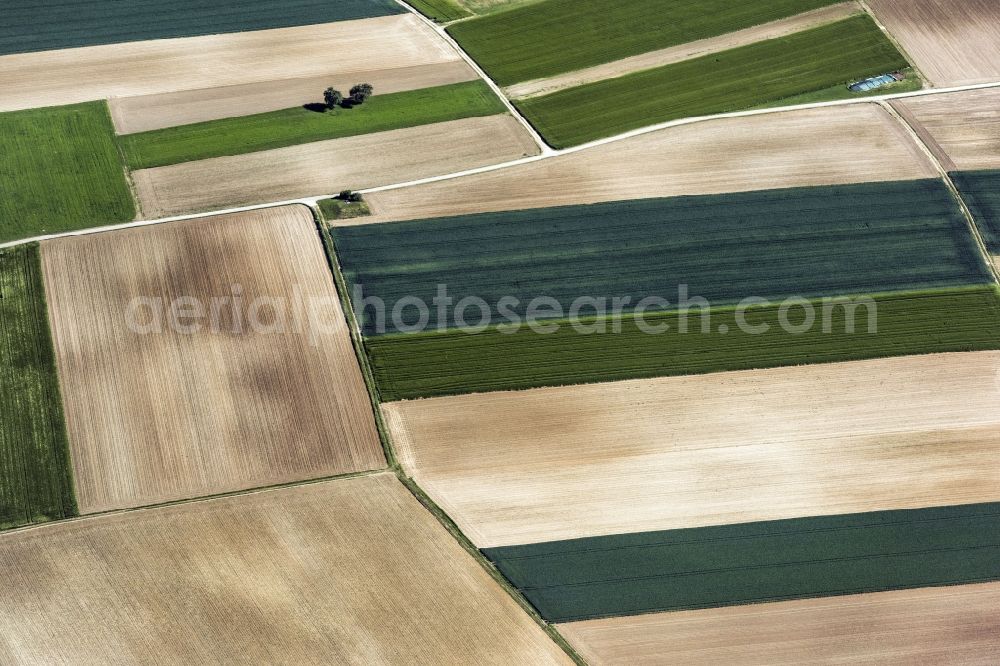 Aerial photograph Rennertshofen - Plowed field and Wiese in Rennertshofen in the state Bavaria, Germany