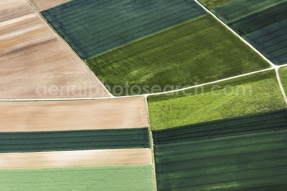 Aerial image Rennertshofen - Plowed field and Wiese in Rennertshofen in the state Bavaria, Germany