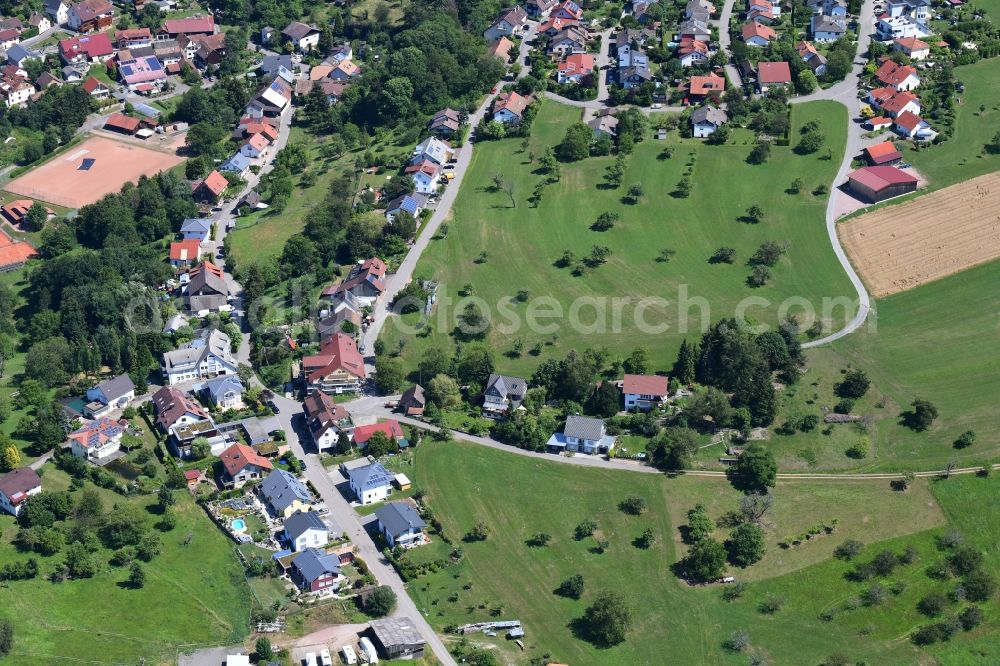 Schopfheim from above - New construction residential area of detached housing estate Enningen II in the district Wiechs in Schopfheim in the state Baden-Wurttemberg, Germany