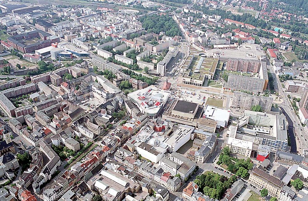 Aerial image Gera / Thüringen - Gera / Thüringen Blick auf die Stadt Gera in Thüringen mit ihrer Altstadt, in der sich das Einkaufszentrum Gera Arcaden (Mitte, rechts) befindet