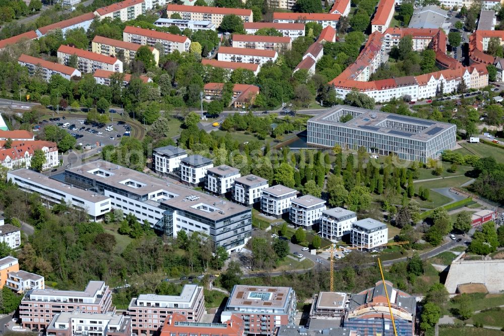 Erfurt from above - Court- Building complex of Amtsgericht in the district Bruehlervorstadt in Erfurt in the state Thuringia, Germany