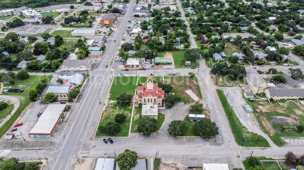 Aerial image Bandera - Court- Building complex of Bandera County Courthouse on street Main Street in Bandera in Texas, United States of America