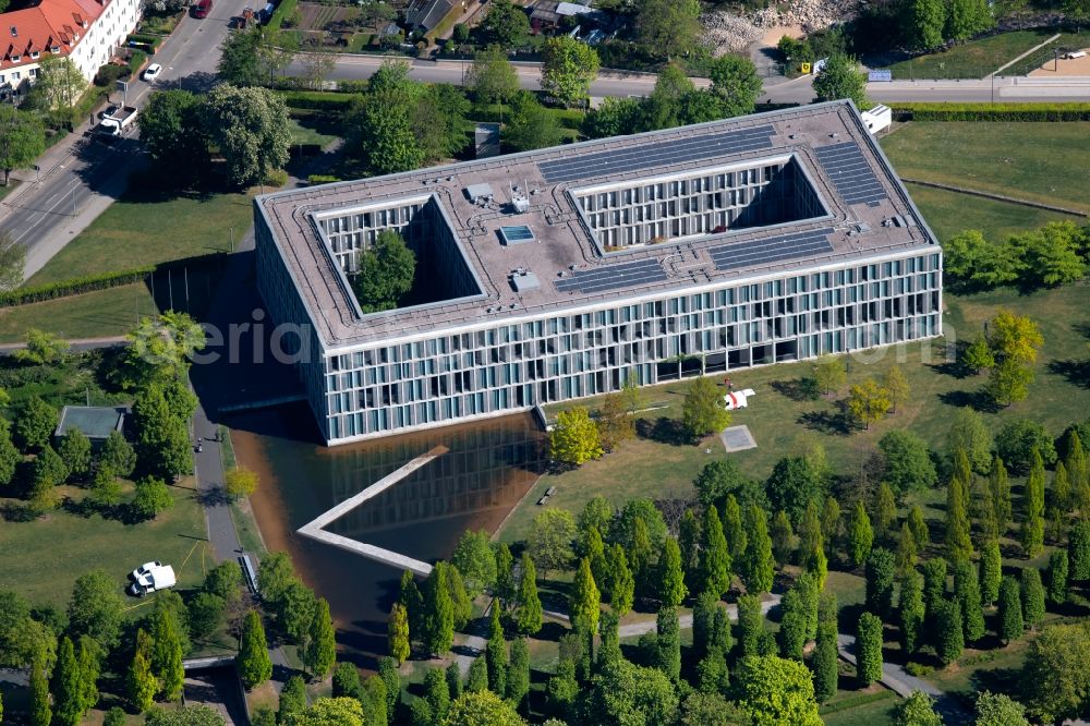 Aerial photograph Erfurt - Court- Building complex of the Bundesarbeitsgericht on Hugo-Preuss-Platz in Erfurt in the state Thuringia, Germany