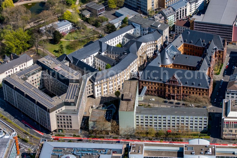 Aerial image Frankfurt am Main - Court- Building complex of on Heiligkreuzgasse - Klapperfeldstrasse in the district Innenstadt in Frankfurt in the state Hesse, Germany