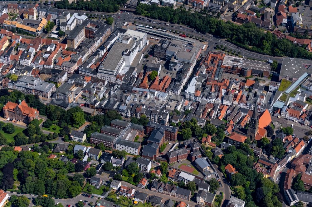 Aerial photograph Flensburg - Court- Building complex of the Landgericht Flensburg and the Justizvollzugsanstalt Flensburg at the Suedergraben - Friedrichstrasse in Flensburg in the state Schleswig-Holstein, Germany