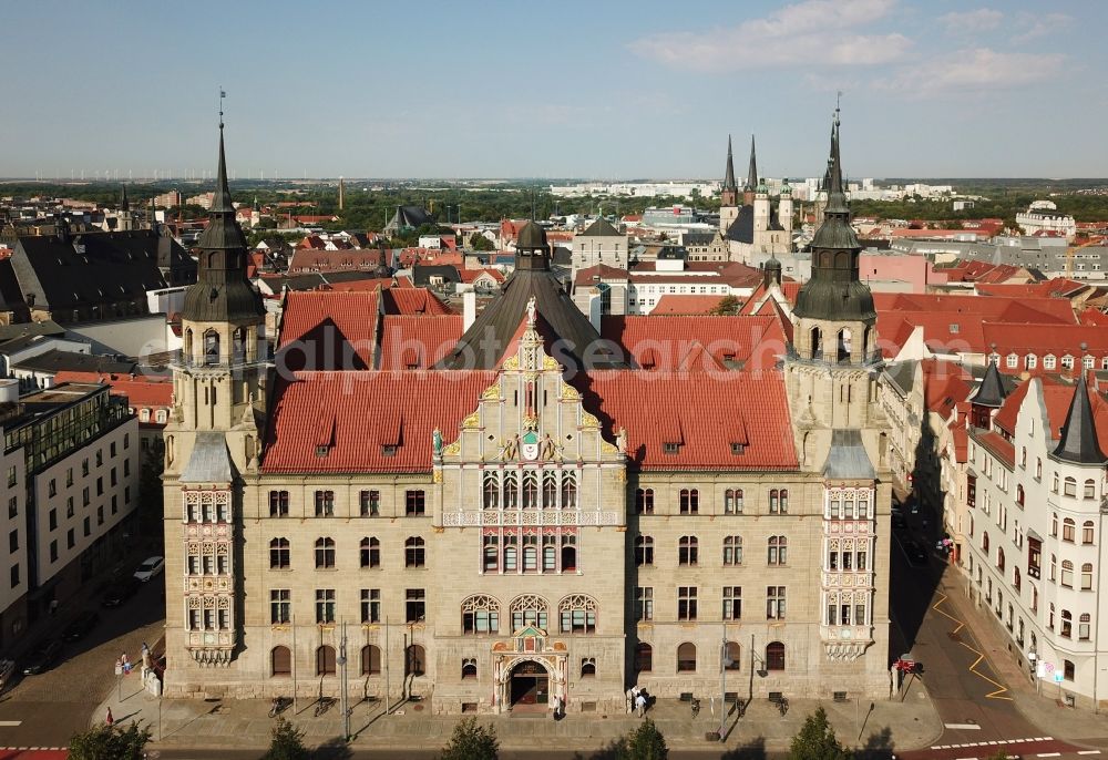 Halle (Saale) from above - Court- Building complex of the Landgericht on Hansering in Halle (Saale) in the state Saxony-Anhalt, Germany