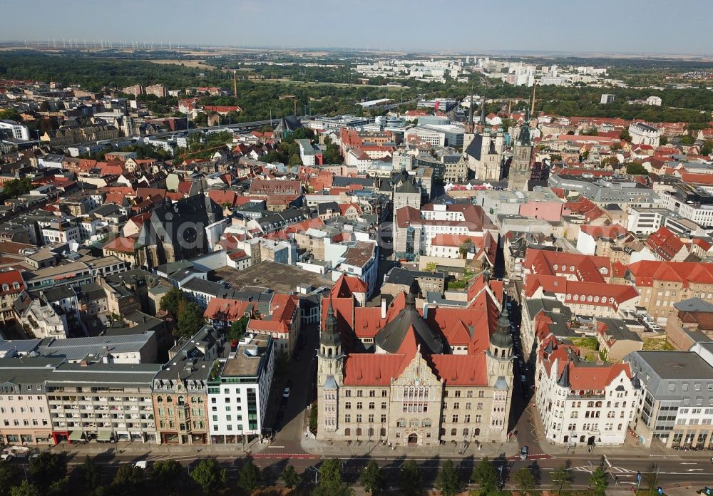 Halle (Saale) from above - Court- Building complex of the Landgericht on Hansering in Halle (Saale) in the state Saxony-Anhalt, Germany