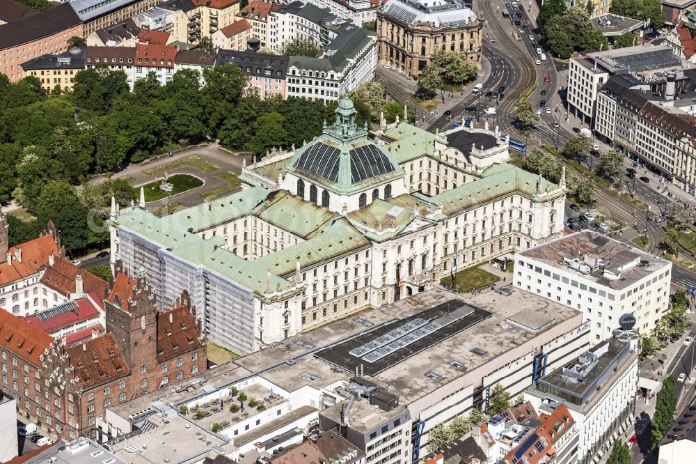 München from above - Court- Building complex of the Landgericht Muenchen I in Munich in the state Bavaria, Germany