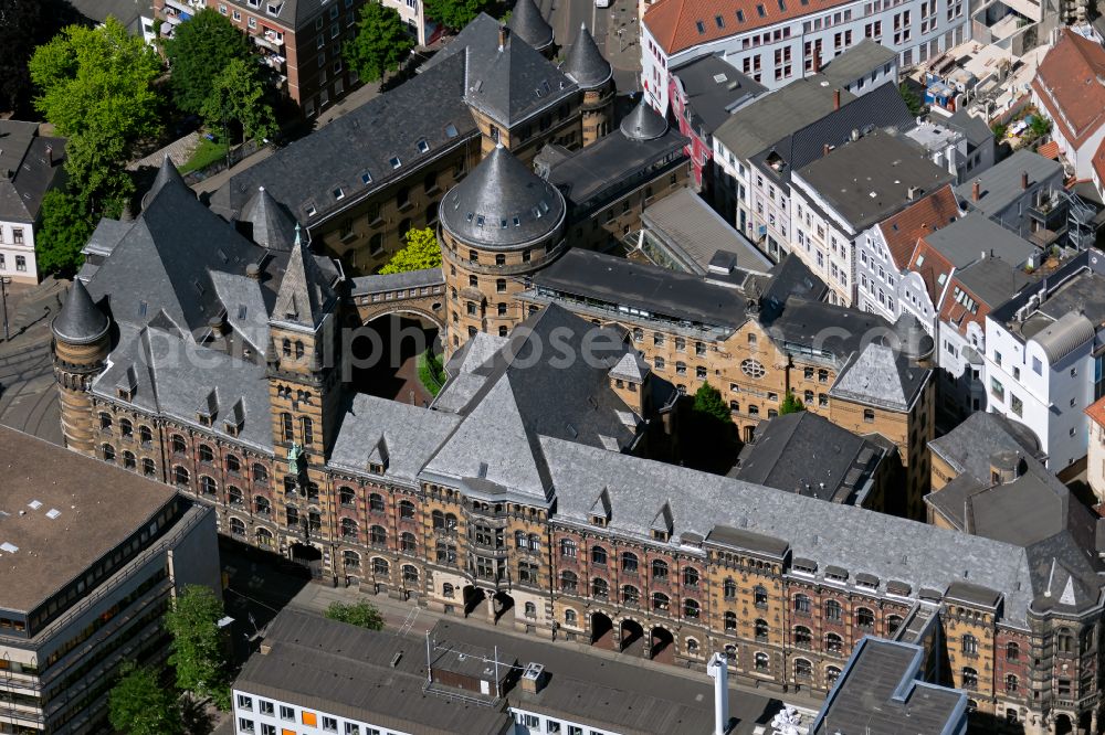 Bremen from the bird's eye view: Court- Building complex of of the district court and police station on street Ostertorstrasse in Bremen, Germany