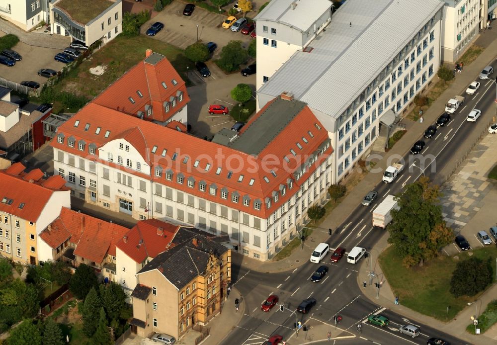 Aerial photograph Mühlhausen - Courthouse of the district court at the street Brunnenstrasse and the road Eisenacherstrasse in Muehlhausen in Thuringia