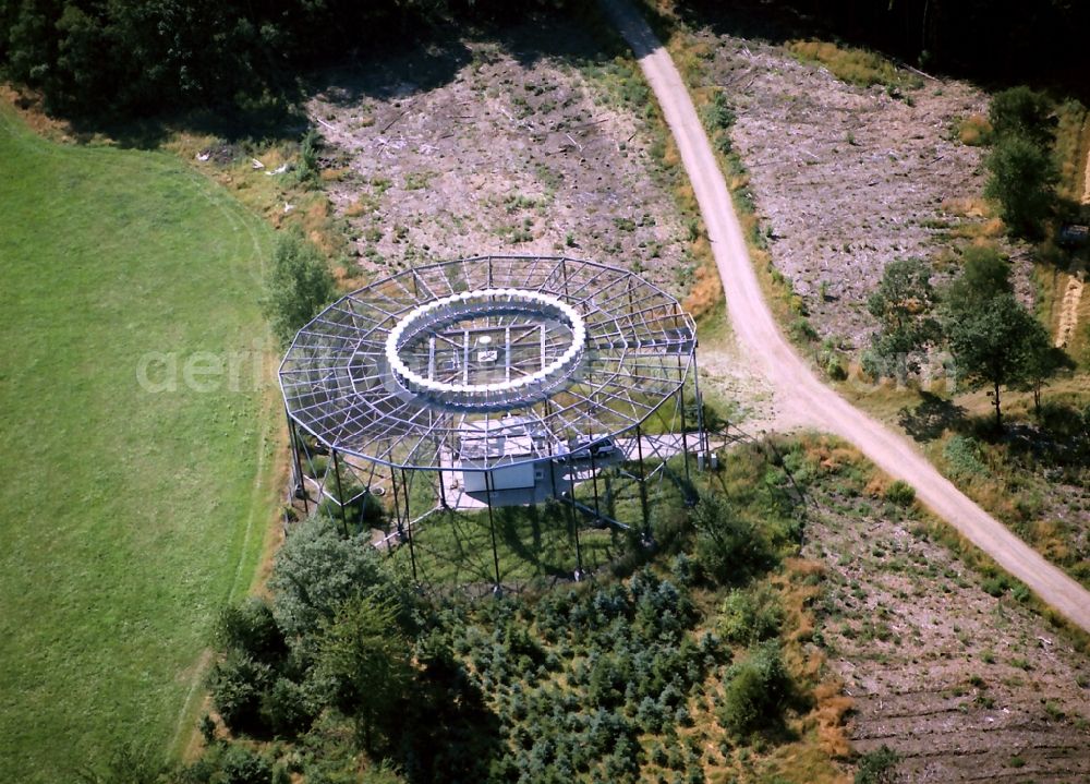 Plettenberg from above - Antenna air traffic control on Germinghausen VOR (GMH) on Hoehenweg in Plettenberg in the state North Rhine-Westphalia, Germany