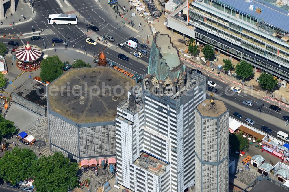 Aerial photograph Berlin Charlottenburg - Kaiser Wilhelm Memorial Church in Berlin-Charlottenburg