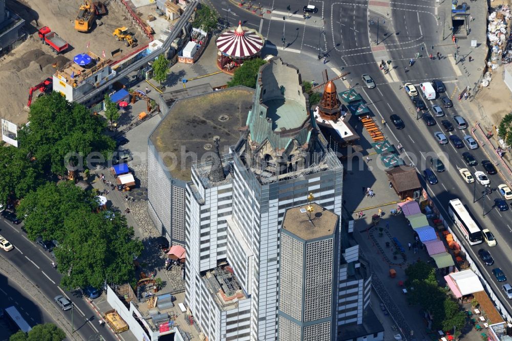 Berlin Charlottenburg from above - Kaiser Wilhelm Memorial Church in Berlin-Charlottenburg